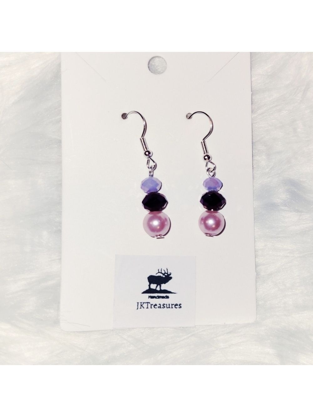 Lilac Purple Pink Metallic Beaded Earrings